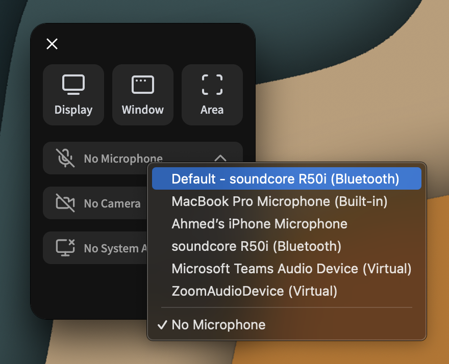 Recording the Entire Display